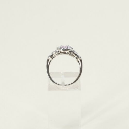 Sz 6.5, Sterling Silver Ring, 925 Silver Engagement Ring W/ pink Crystal N Cable