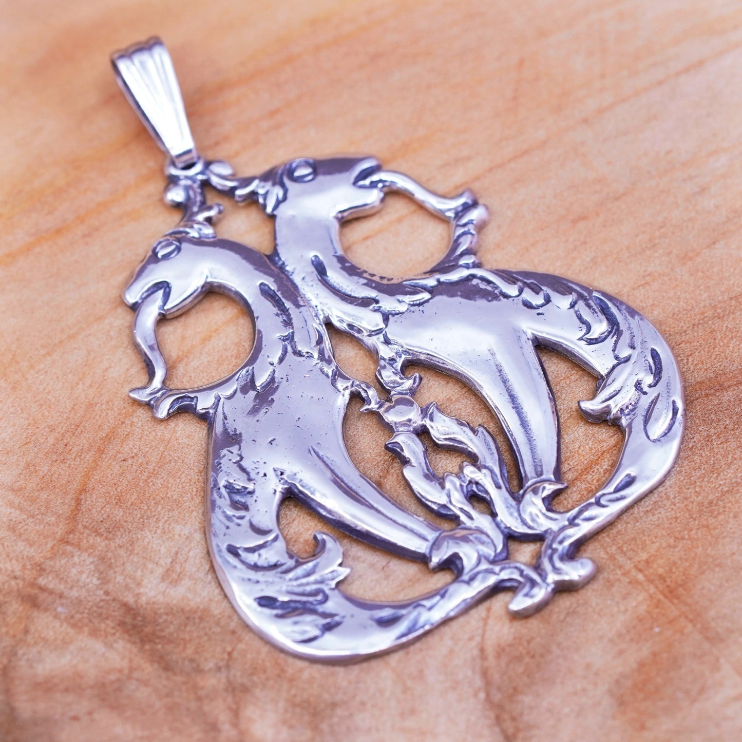 Egyptian Sterling 925 silver handmade pendant, lion horse mysterious creatures
