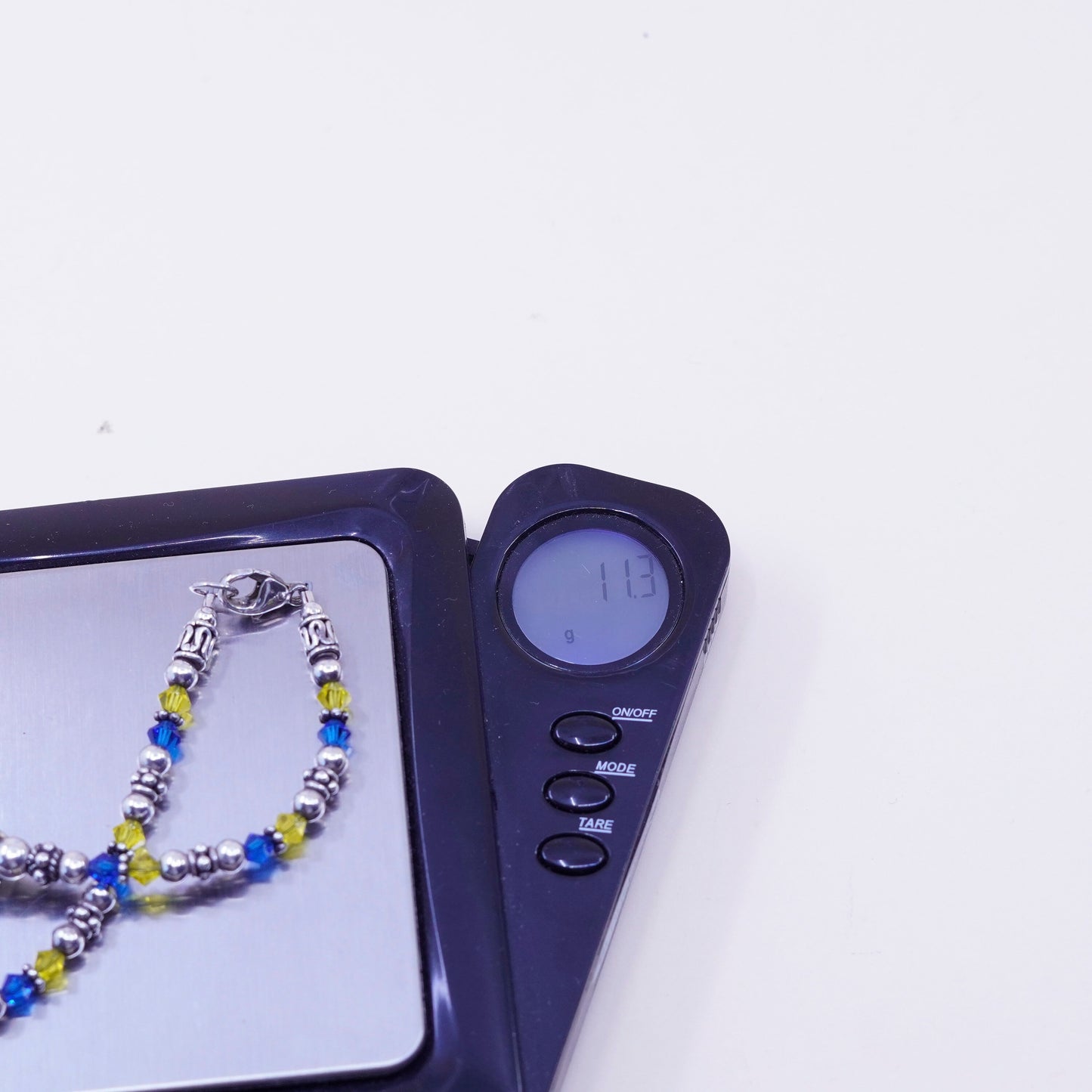 7”, handmade Sterling 925 Silver and crystal beads bracelet with “go, U!” cubes