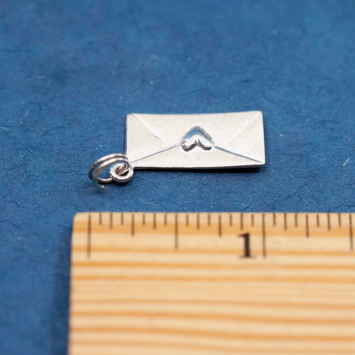Vintage sterling silver handmade pendant, 925 heart love letter charm