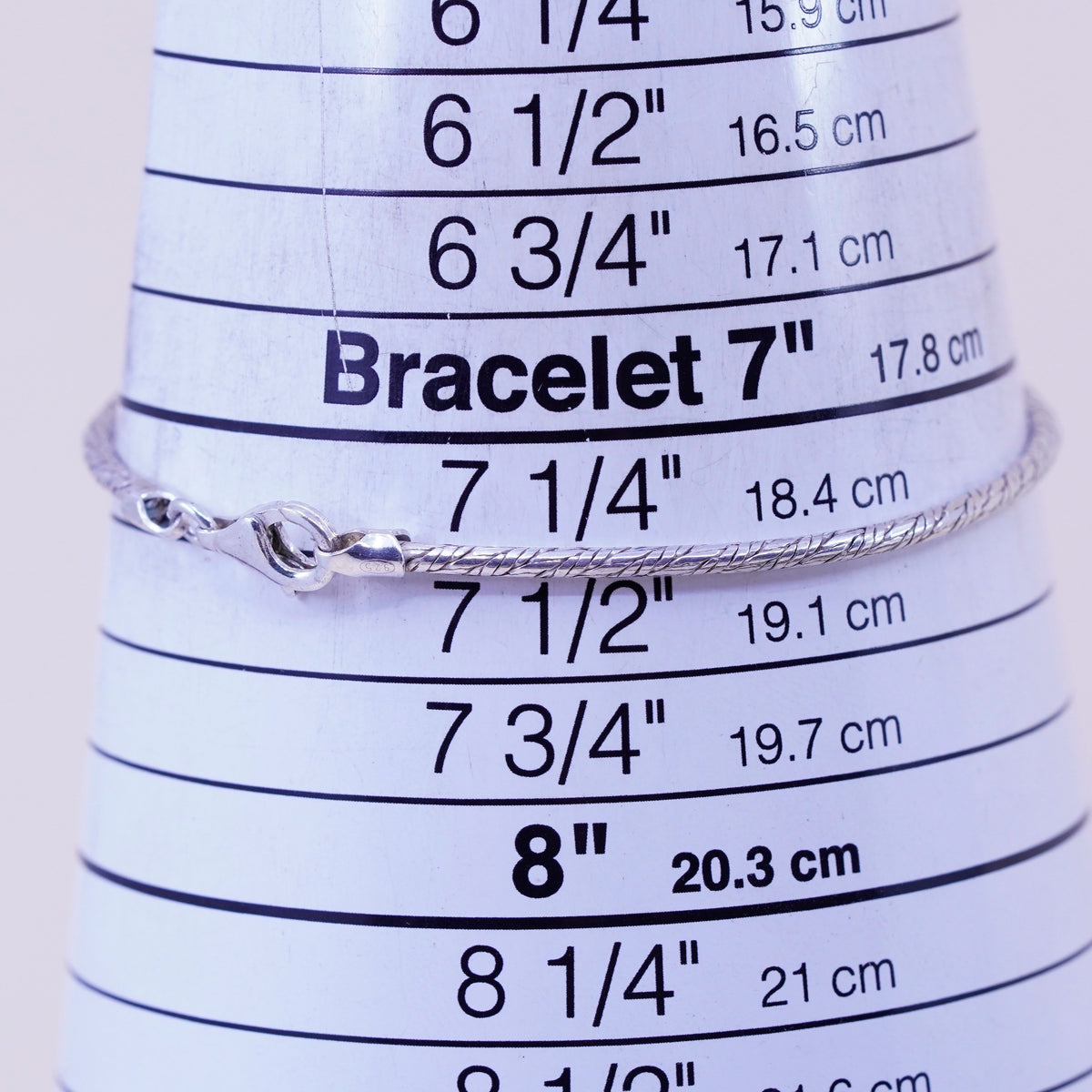 7.5”, 2mm, vintage Italy Sterling 925 silver bracelet, bold snake chain