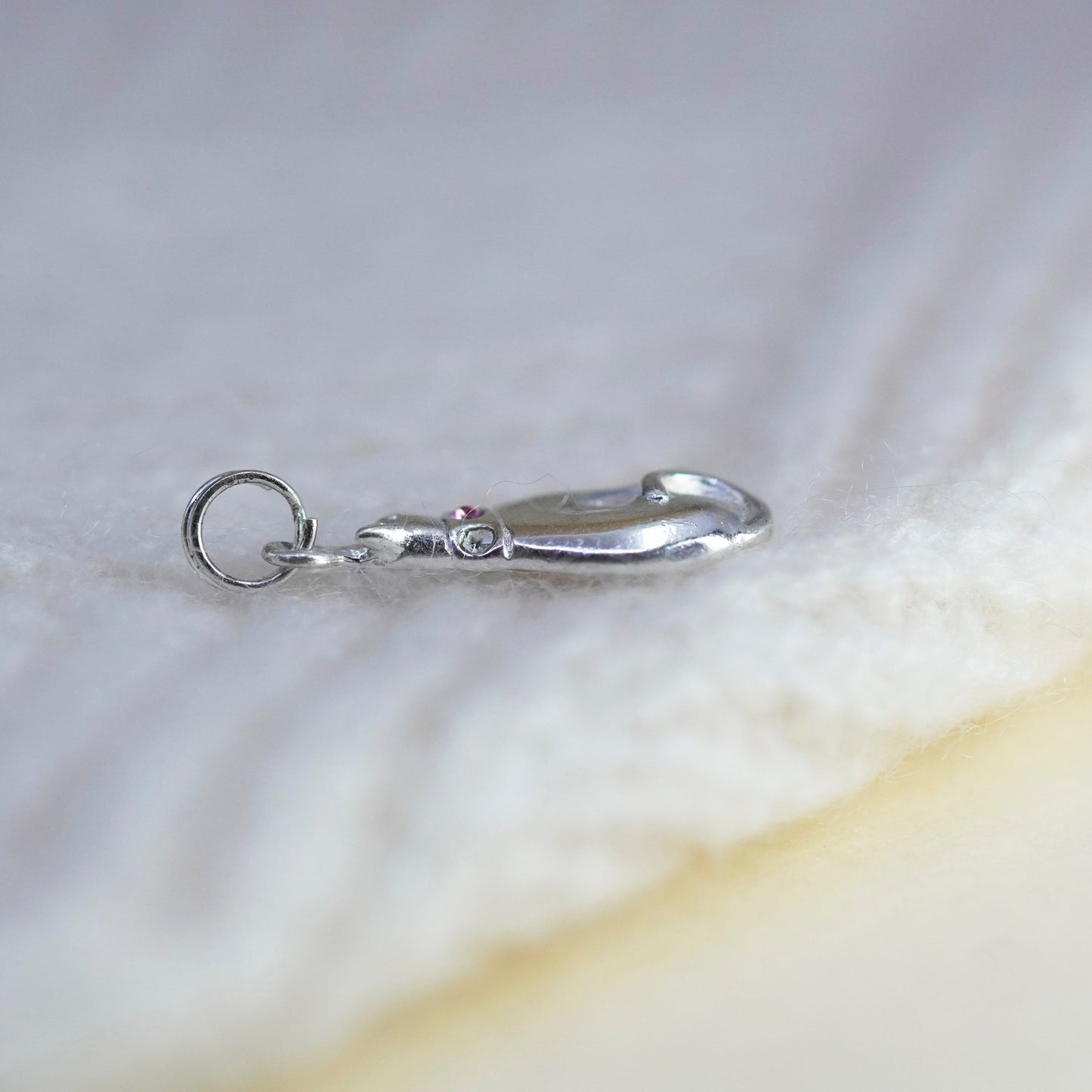 Vintage sterling silver handmade pendant, 925 cat kitty charm