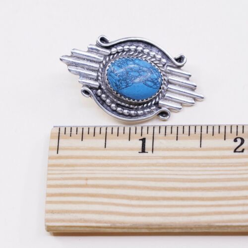 Navajo Jacob Kahe handmade Sterling 925 Silver Ribbed earrings W/ Turquoise