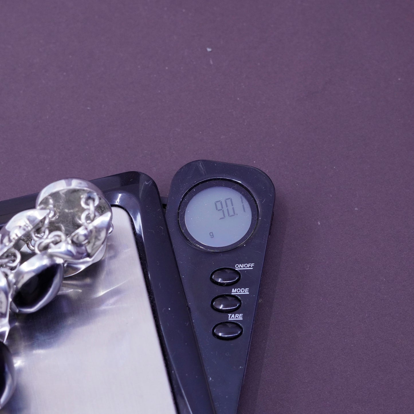 6.5”, vintage Sterling silver handmade bracelet, Mexico 925 link with oval onyx