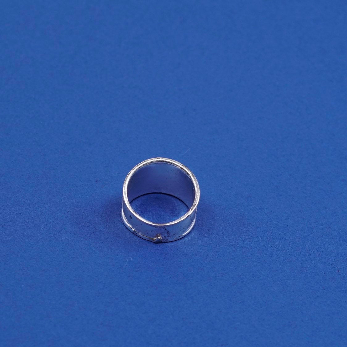 sz 7.25, Sterling silver handmade ring, unique 925 wide band w/ Matt surface