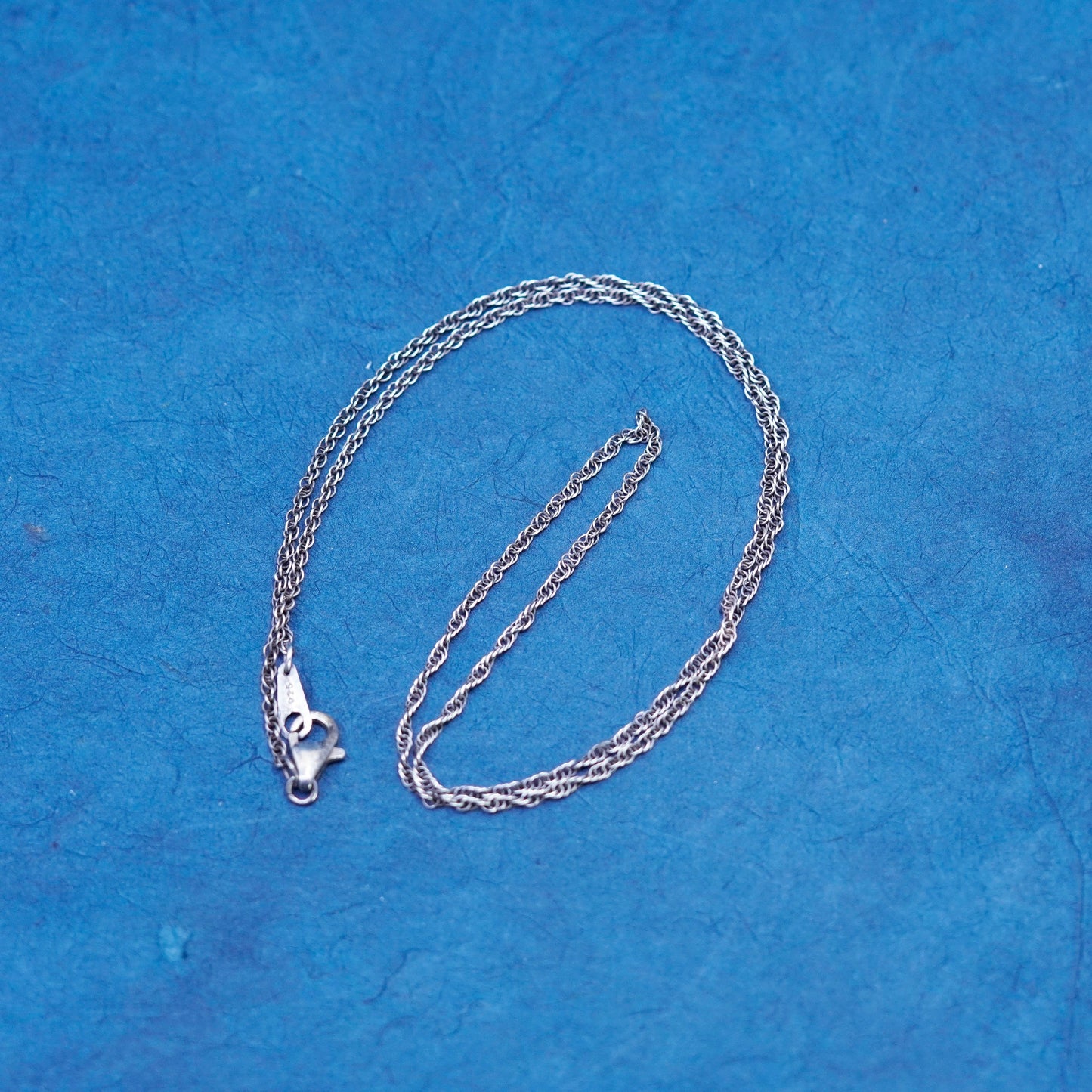 18”, 1mm, vintage Sterling silver necklace, 925 Singapore rope chain