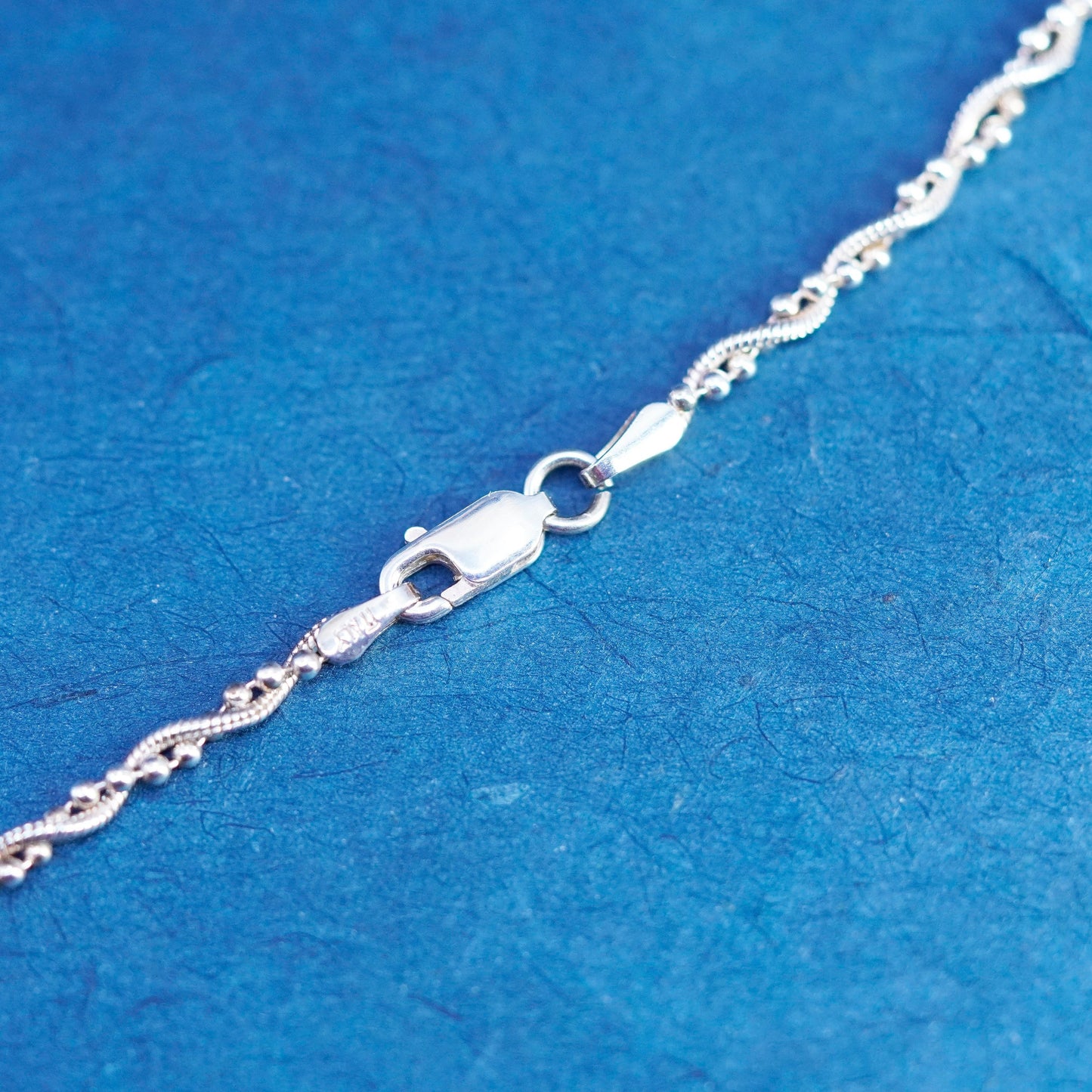 21”, vintage Sterling silver handmade necklace, 925 twisted snake bead chains