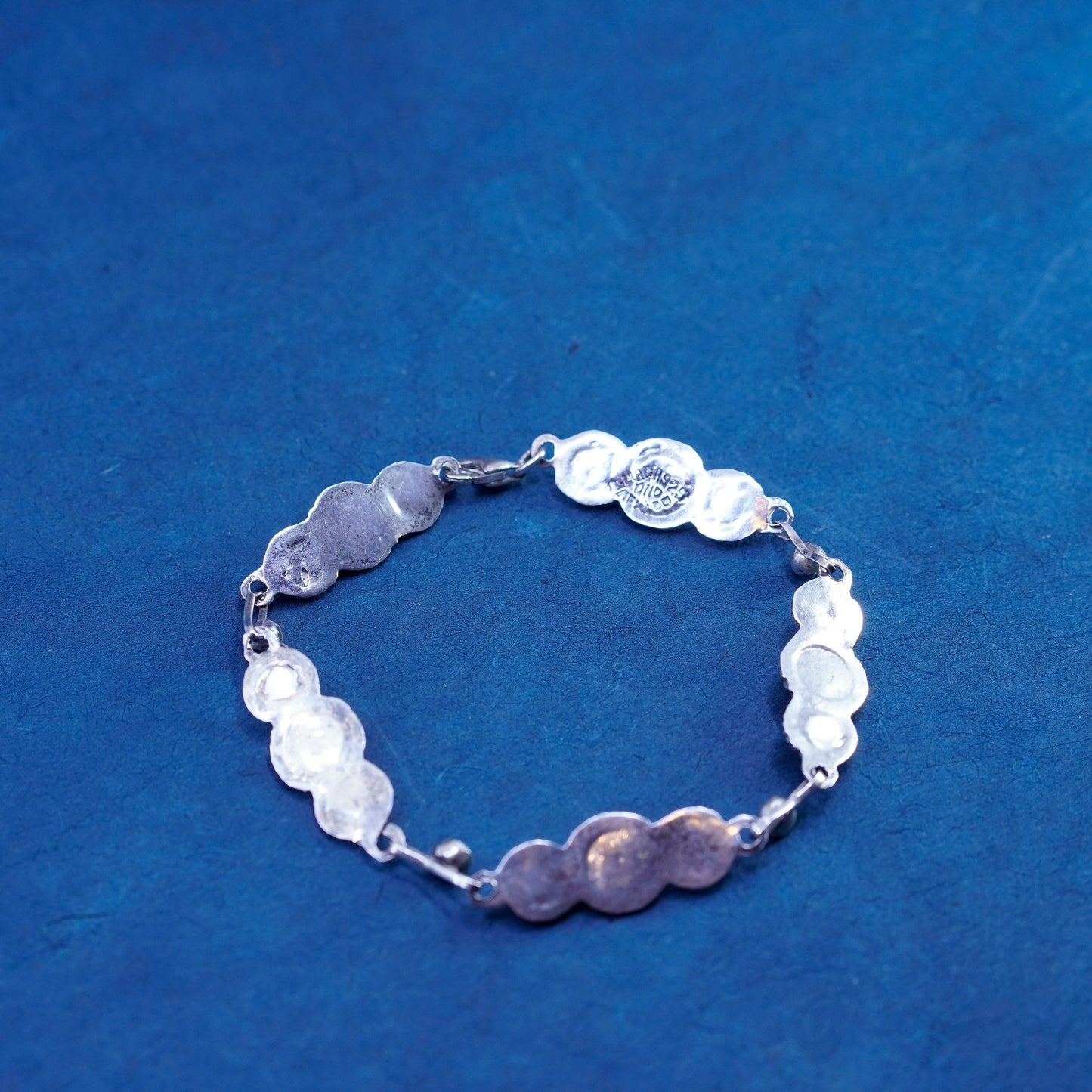 7”, vintage Sterling 925 silver handmade tennis bracelet with turquoise