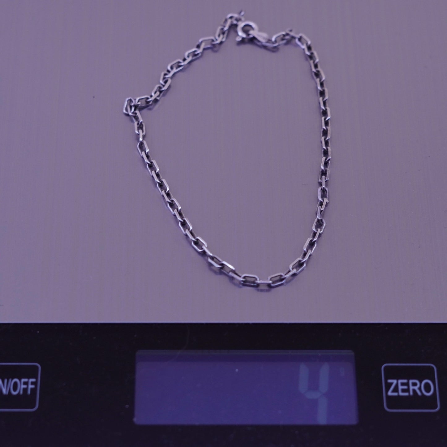 10.25”, sterling silver handmade bracelet, 925 oval elongated link chain anklet