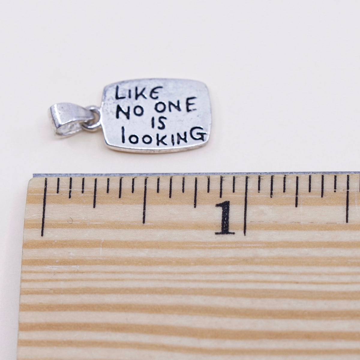 Vintage sterling silver handmade pendant, 925 circle embossed ”dance like no on