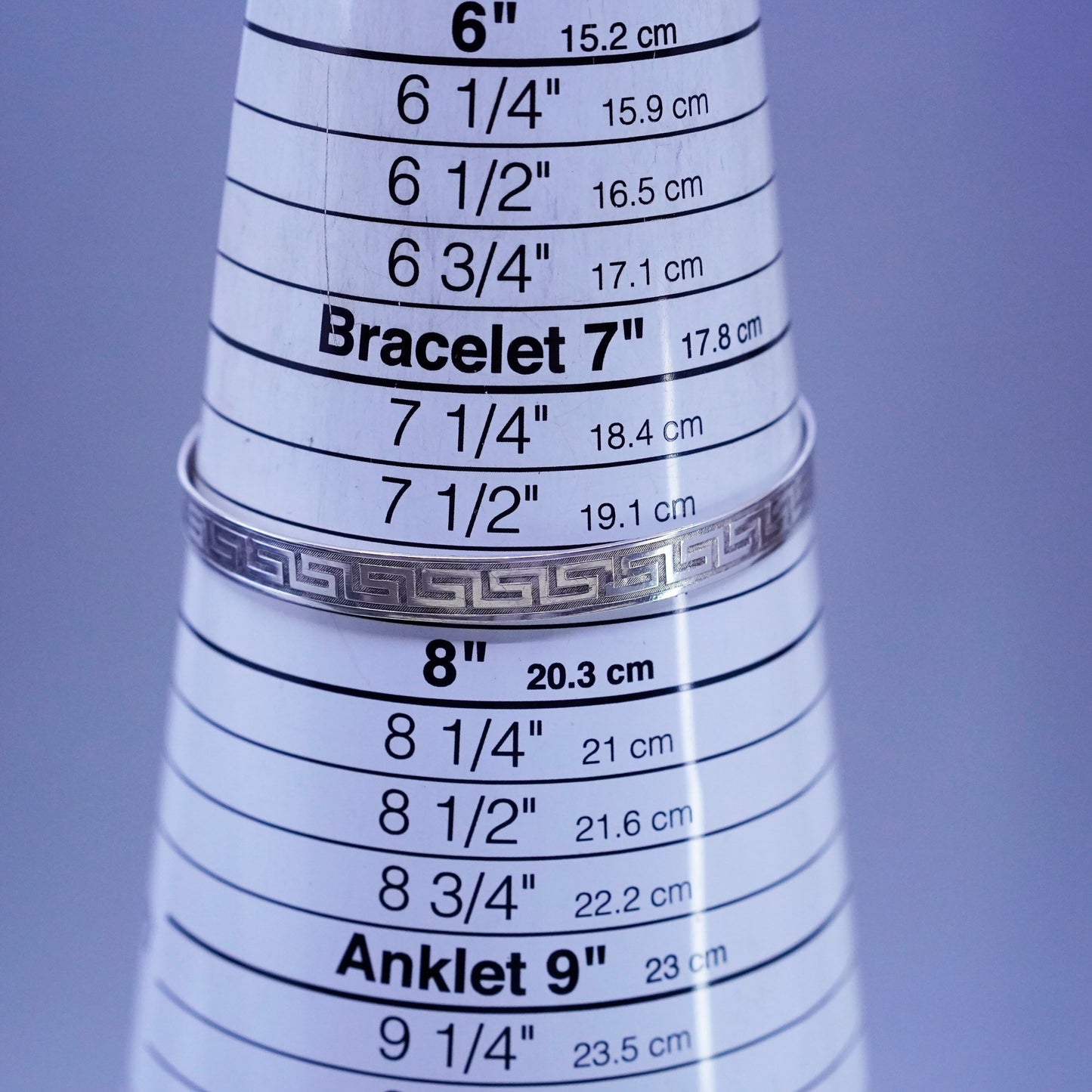 Size adjustable, Sajen Sterling 925 silver handmade bracelet, Greek key bangle