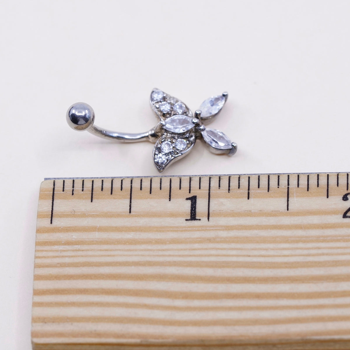 Vintage sterling silver handmade earrings, 925 butterfly with Cz, stamped 925