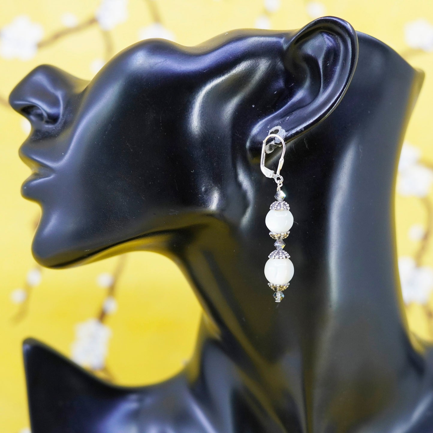 Vintage Sterling silver 925 handmade earrings with moonstone beads