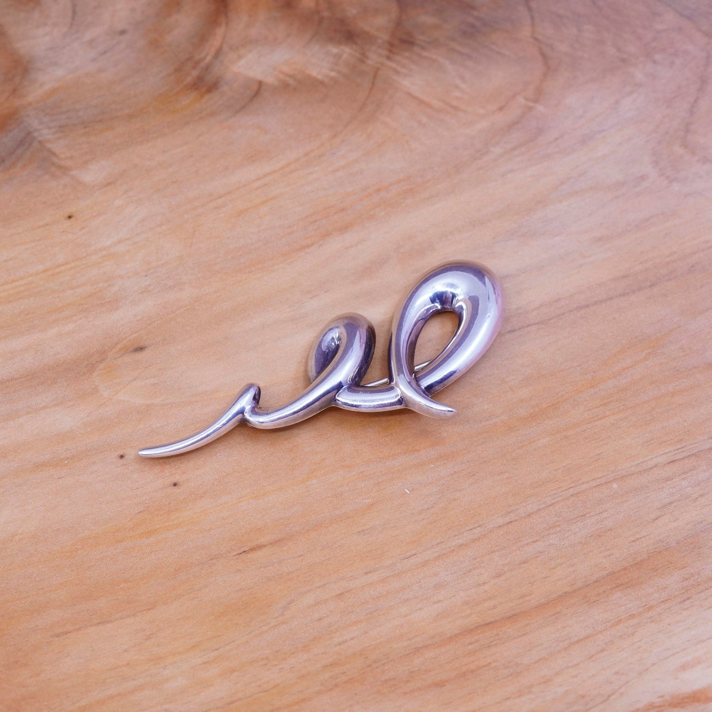 Vintage modern simple jewelry handmade sterling 925 silver swirly brooch