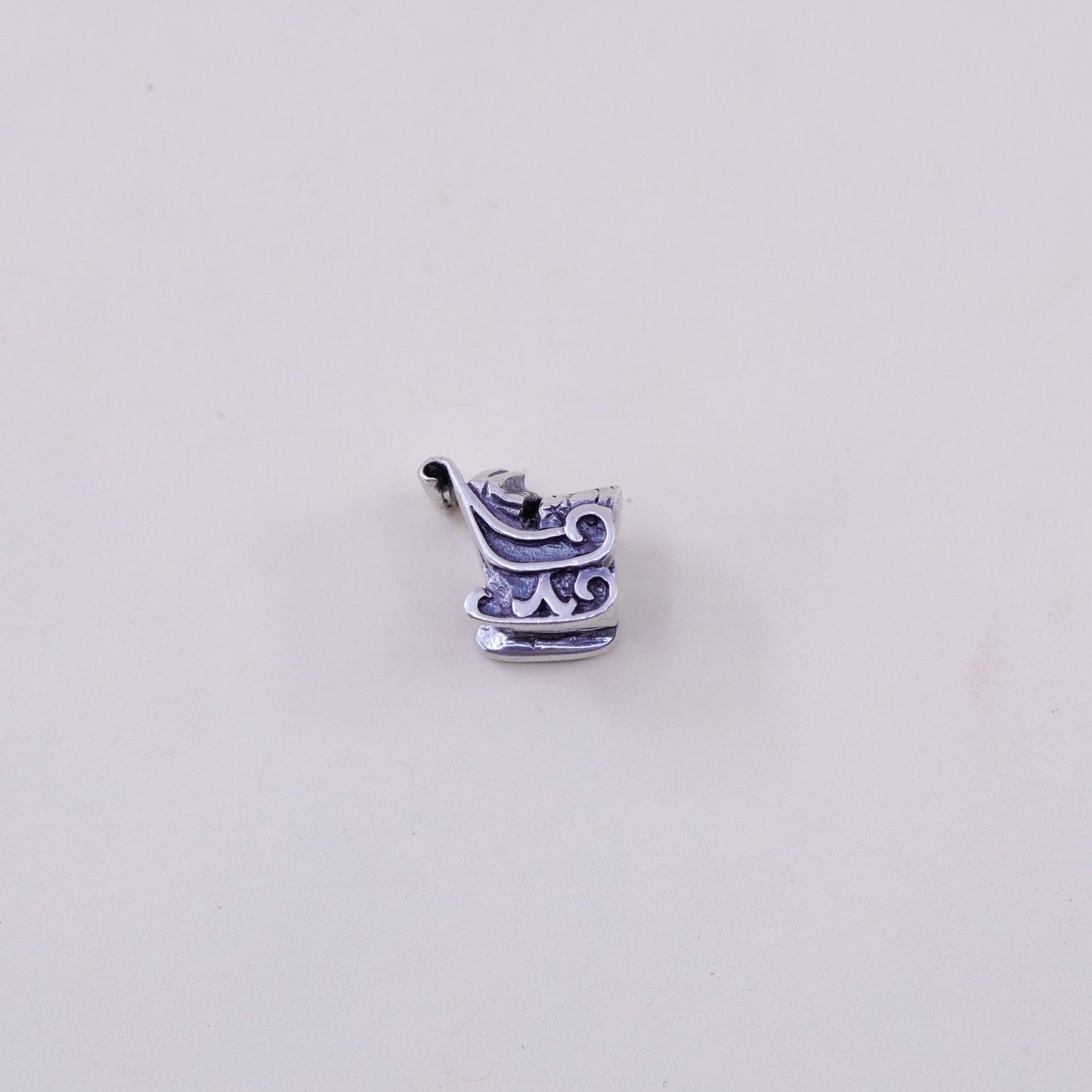 Vintage sterling silver handmade sled pendant, 925 charm