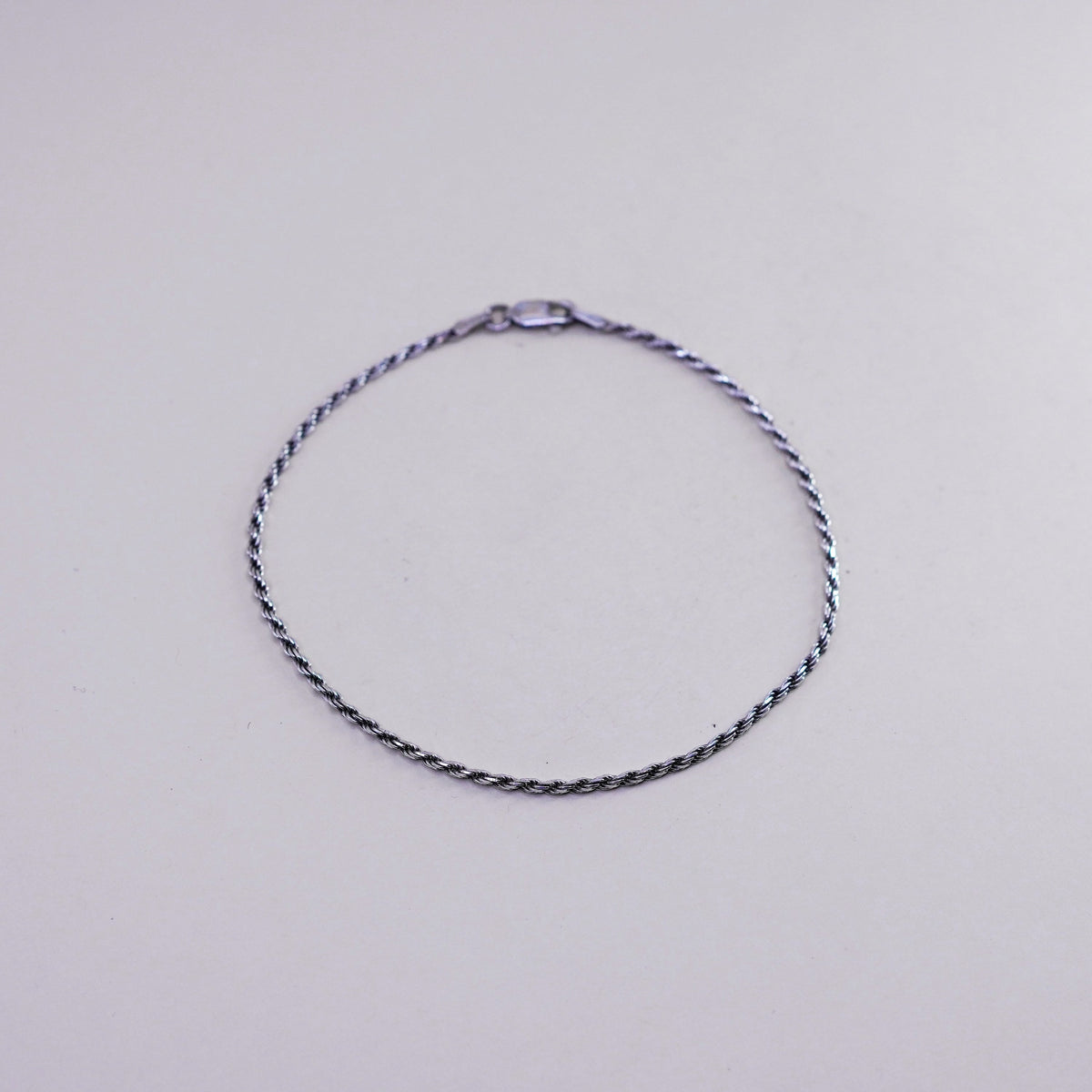 8.75”, Vintage sterling silver bracelet, Italy 925 rope ankle chain anklet
