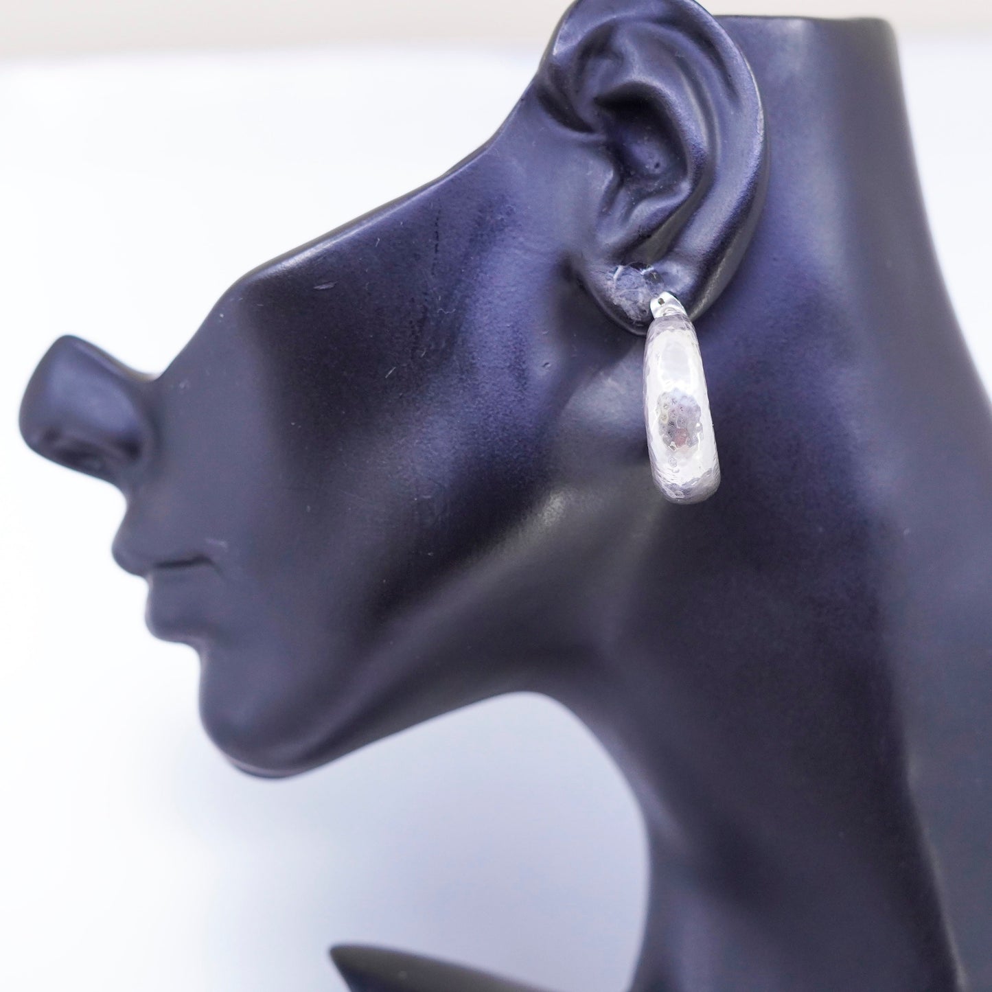 1”, silpada Simple thick Sterling 925 silver handmade hammered hoop earrings