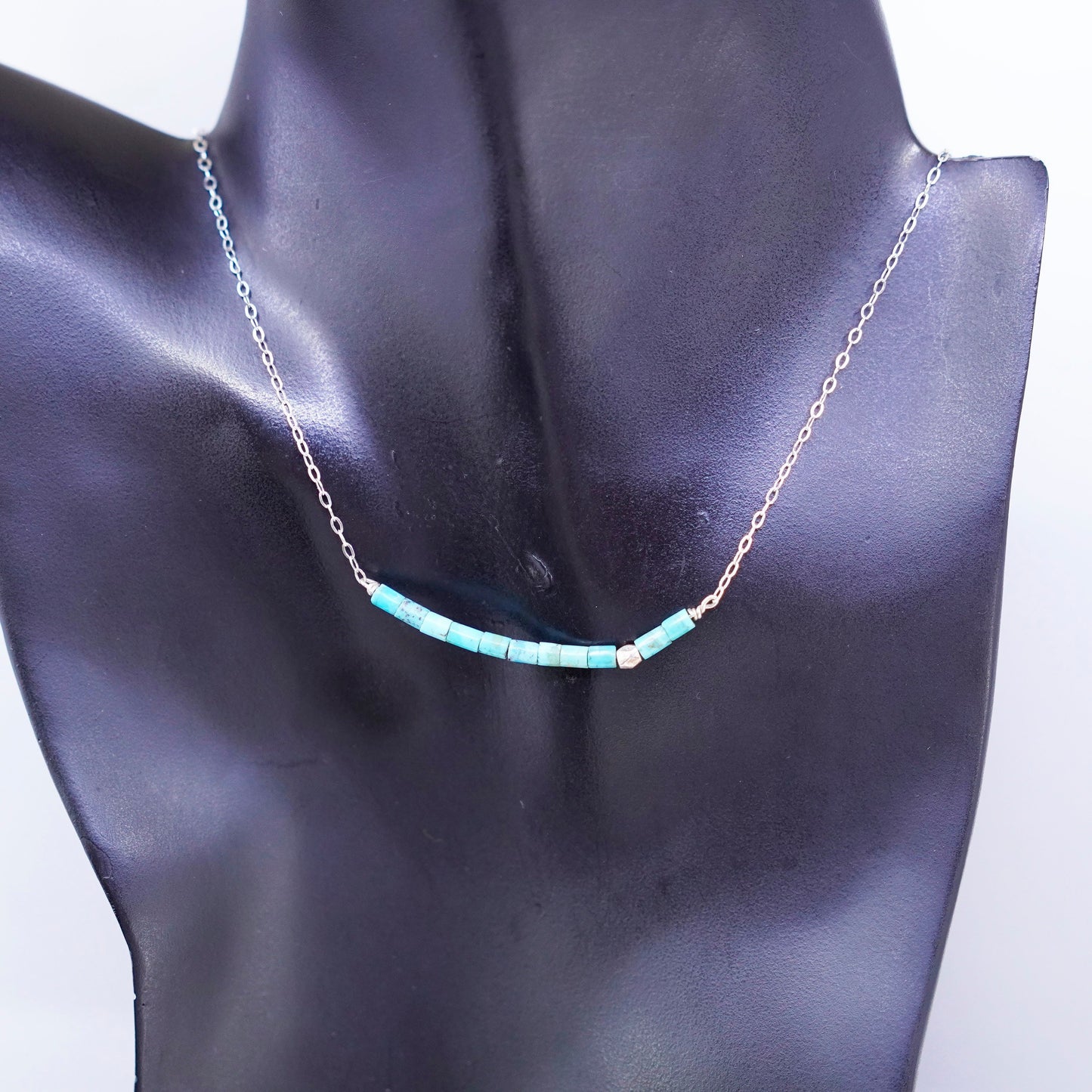16+2”, Pura Vida Sterling 925 silver necklace with turquoise heishi pendant