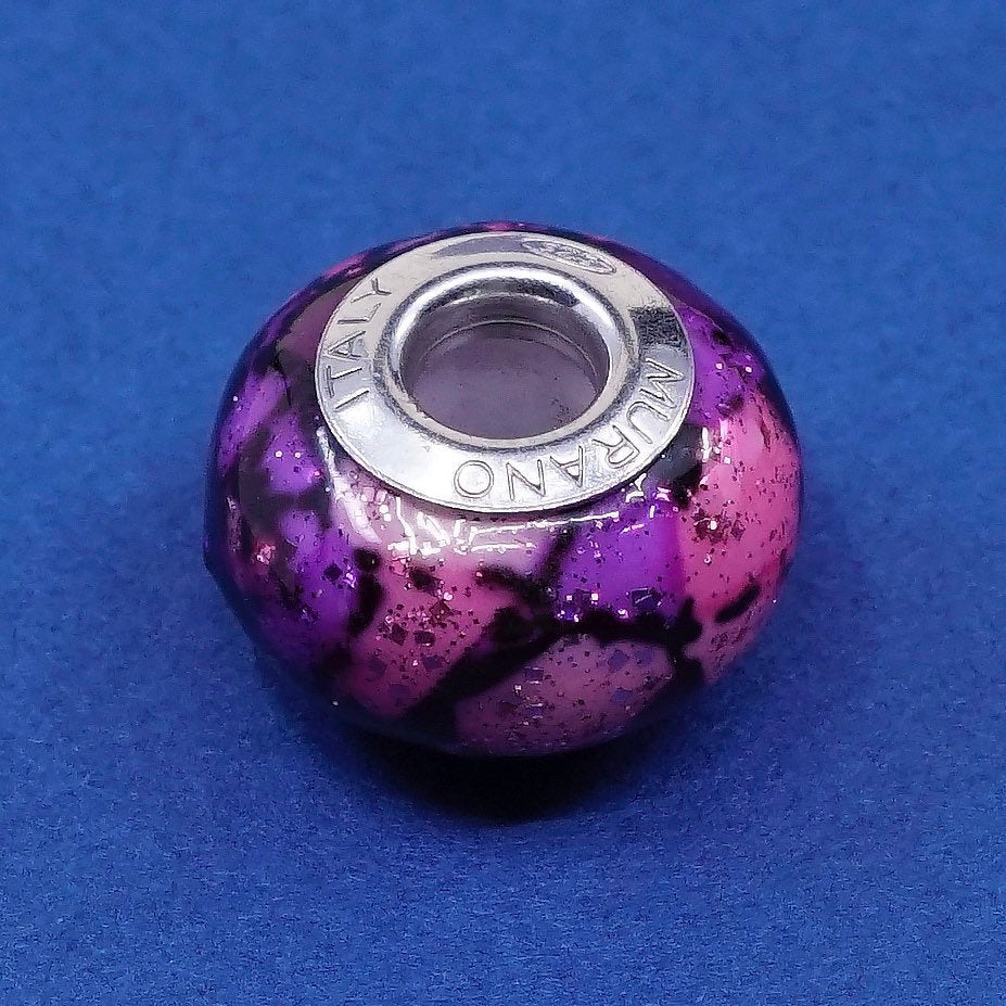 italy Murano Sterling silver handmade bead pendant, 925 charm w/ Murano glass