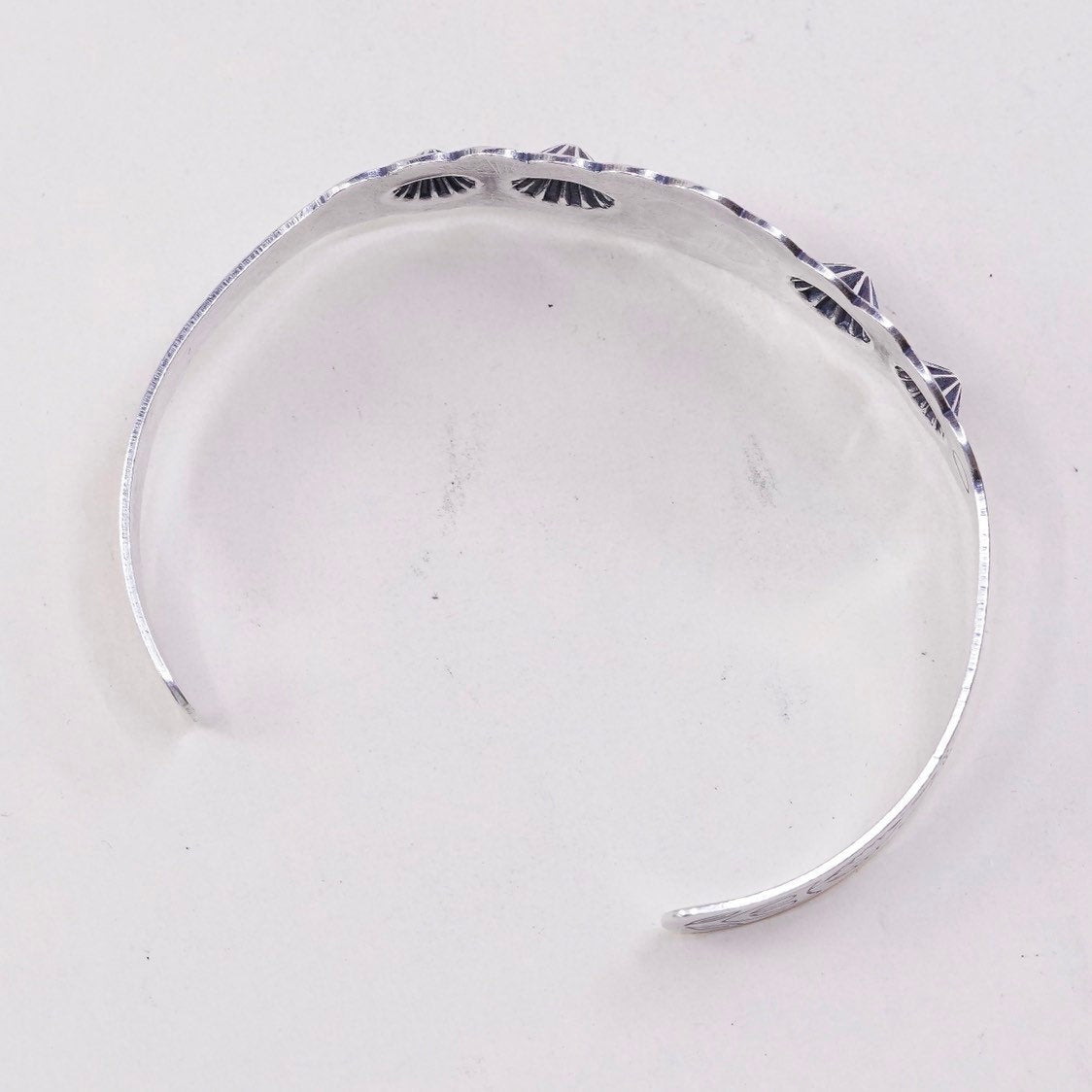 7", VTG Navajo Native American Sterling silver handmade bracelet, 925 cuff w/ A