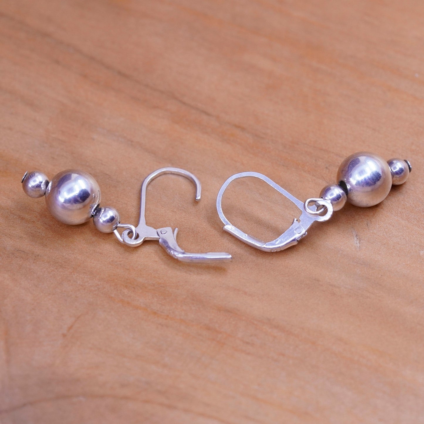 Vintage Sterling silver handmade earrings, 925 beads drops
