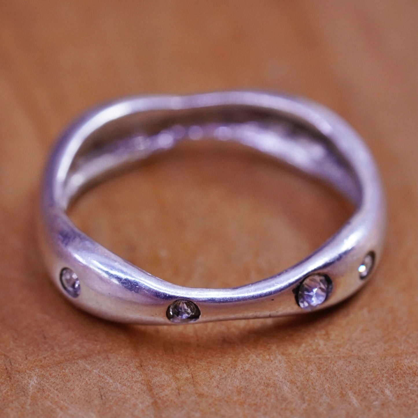Size 5.75, vintage Sterling silver ring, 925 band with cz