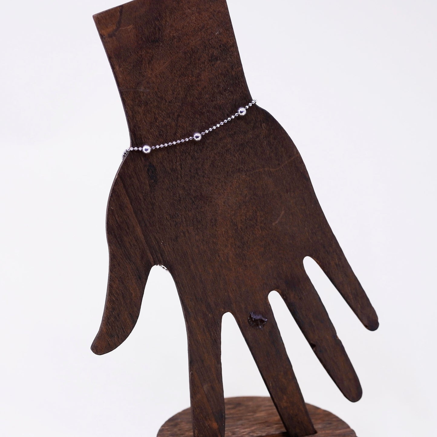9.5”, sterling silver bracelet, Italy made 925 bead anklet