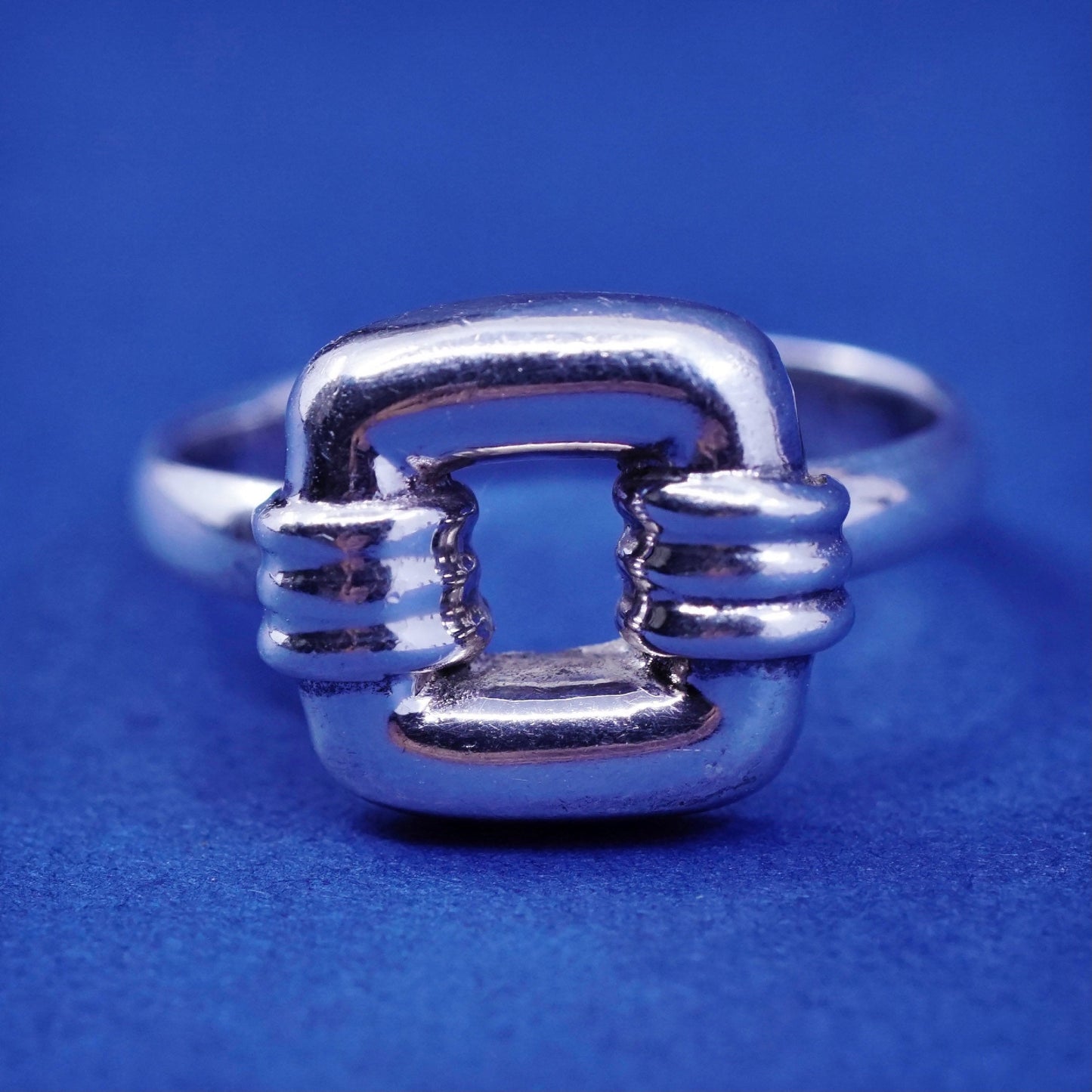 Size 7, vintage Sterling silver handmade Square ring, 925 square statement ring