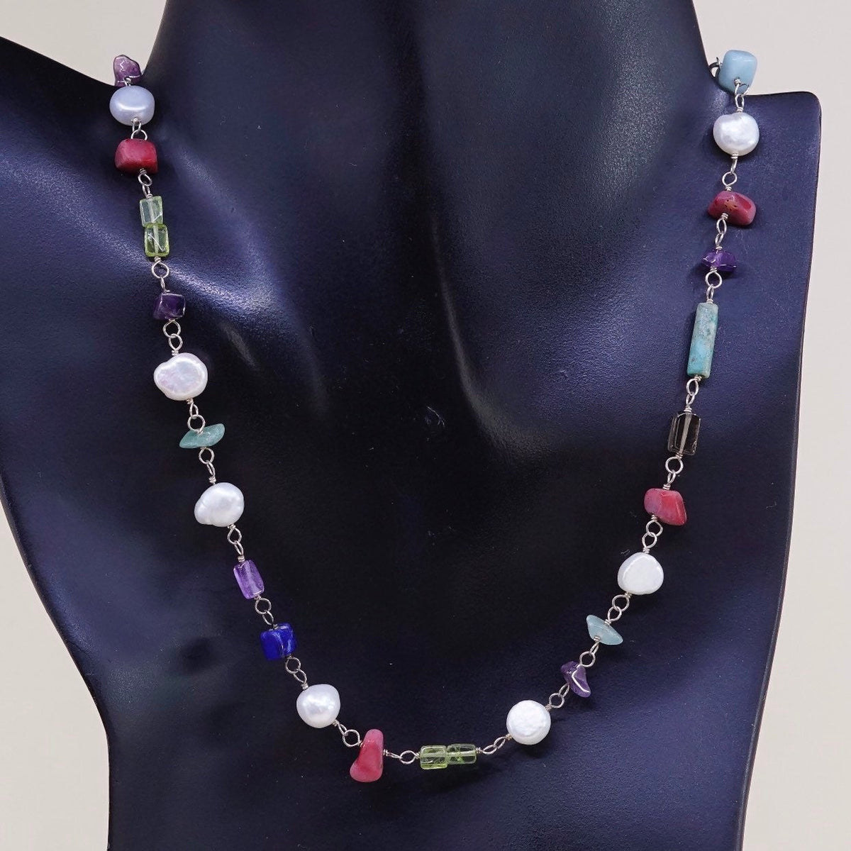 16”, RETIRED Silpada Sterling 925 Silver Peridot Lapis Coral Jade & Turquoise