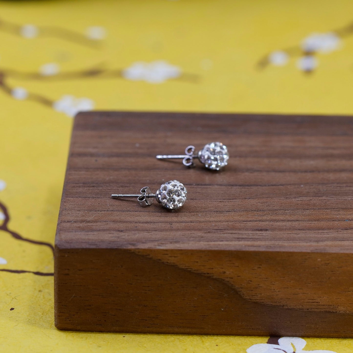 5mm, vintage Sterling 925 silver cluster round crystal studs, cz earrings