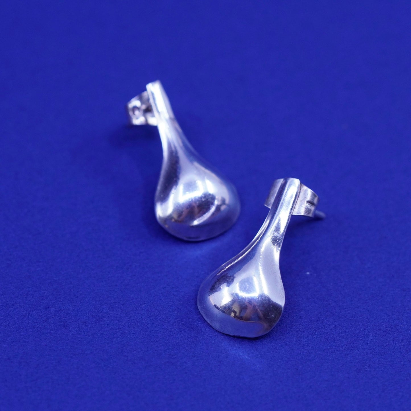 Vintage Mexico sterling silver handmade earrings, 925 teardrop drops