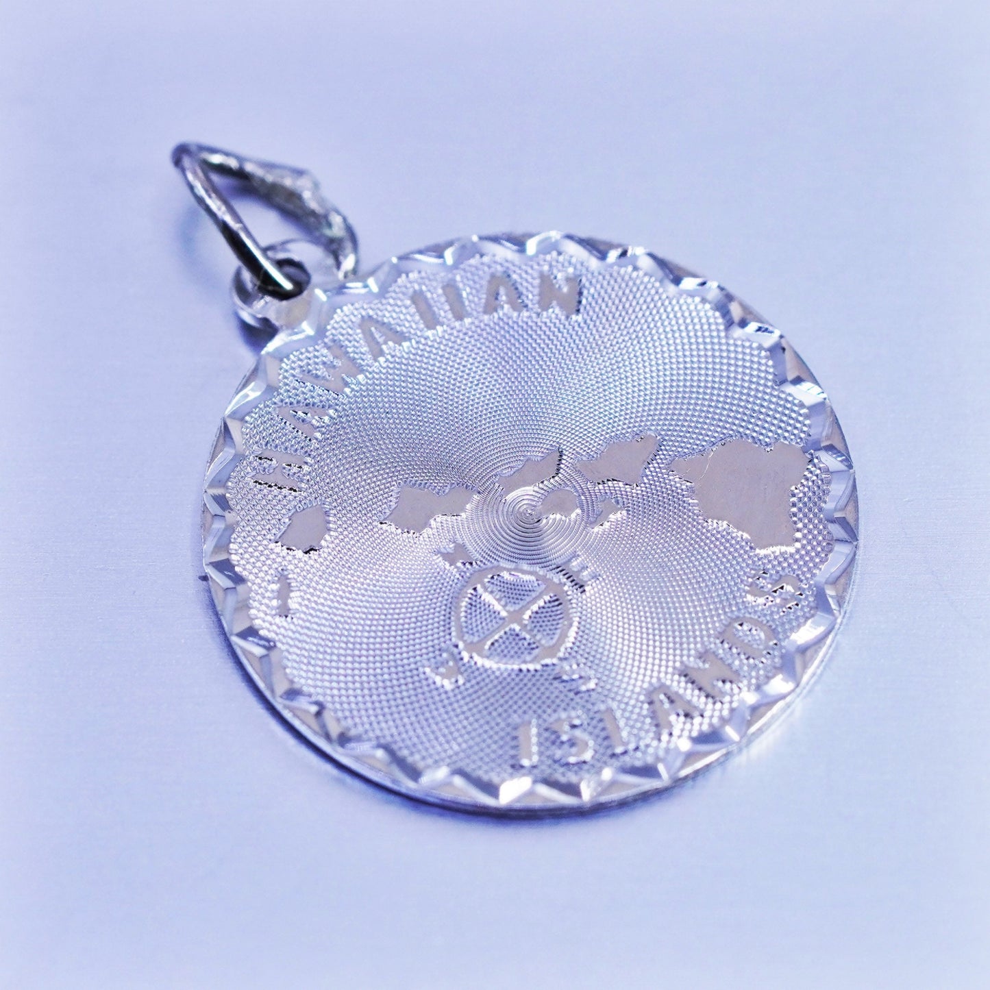 Vintage sterling 925 silver handmade Hawaiian islands pendant tag charm