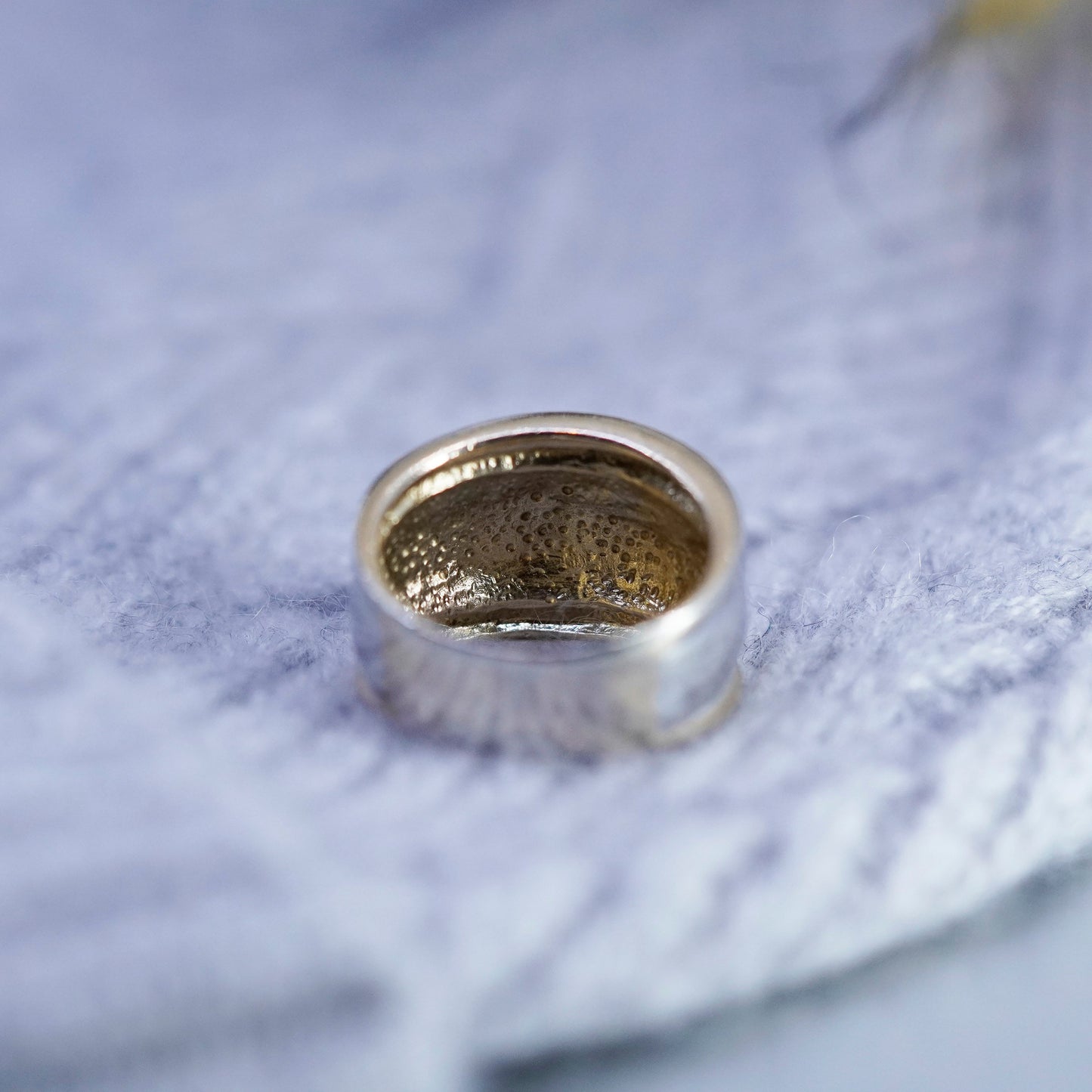 Size 8, vintage Seta Sterling 925 silver handmade ring, modern ribbed band