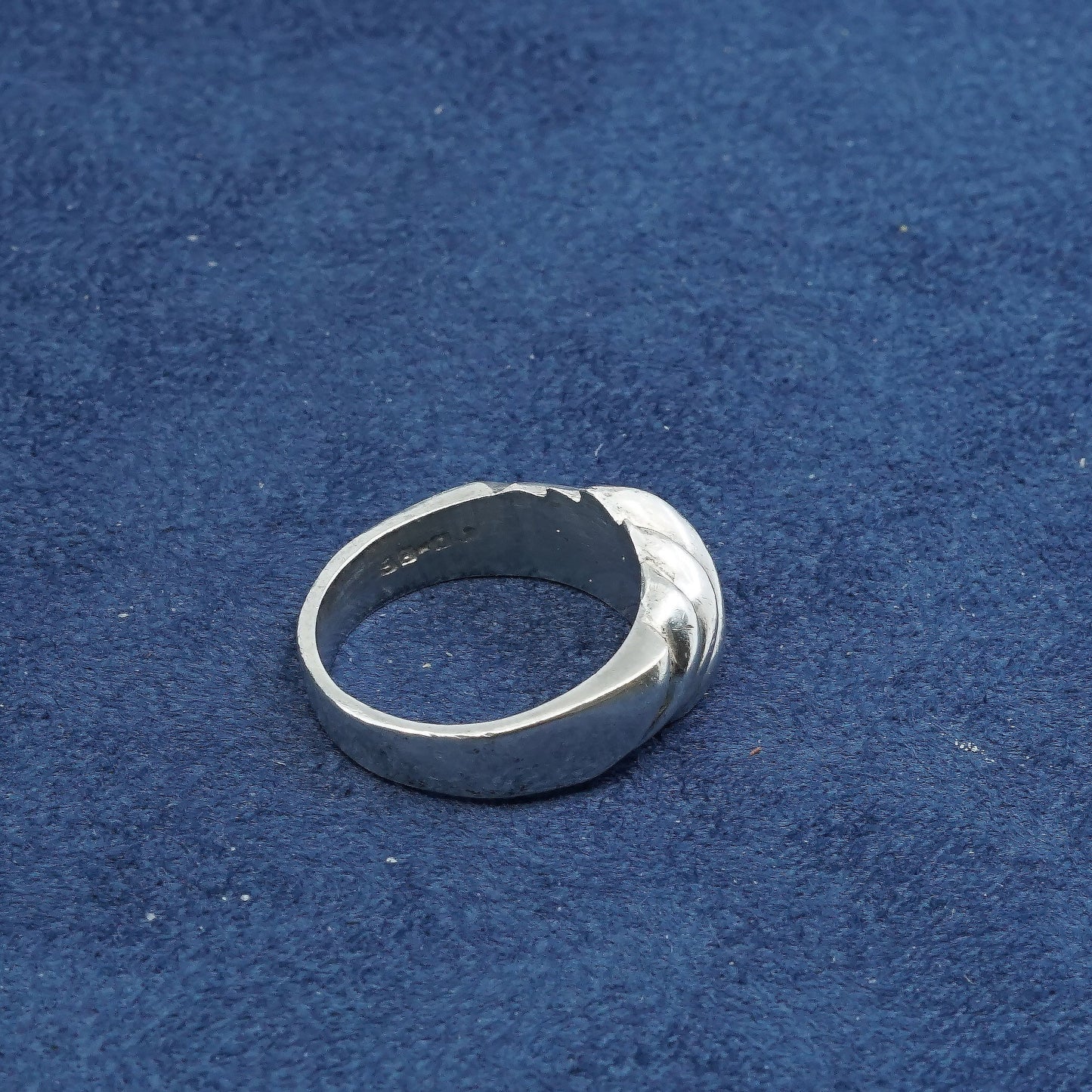 sz 7, vtg minimalist, simple Sterling silver handmade ribbed 925 statement ring