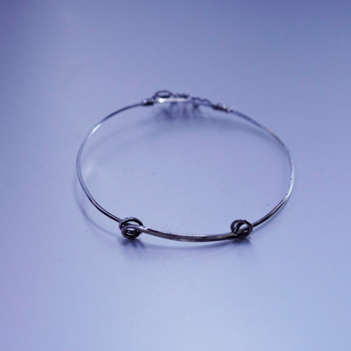 Size adjustable, Vintage Sterling 925 silver handmade bracelet, wired bangle