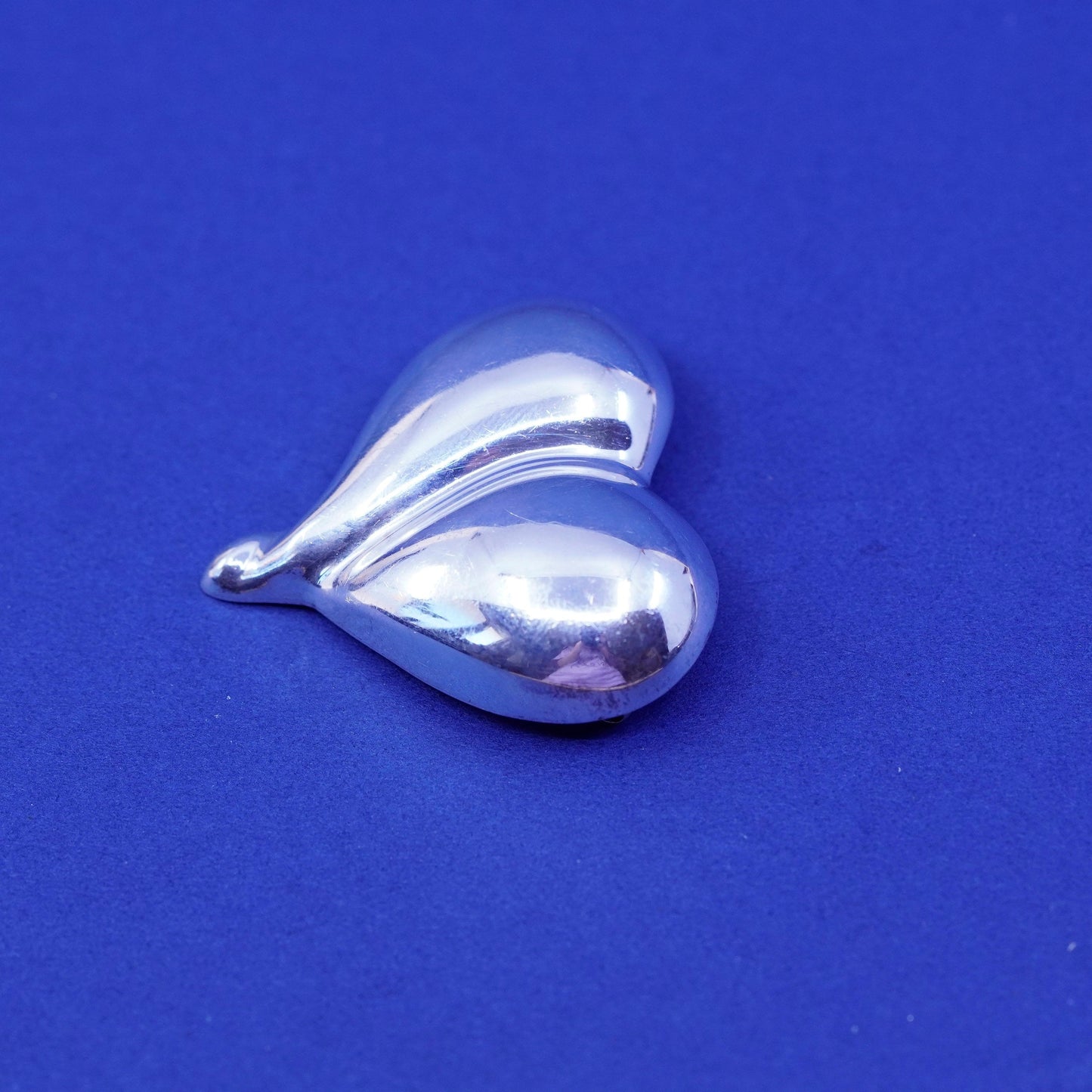 Vintage sterling silver handmade brooch, 925 modernist heart pin