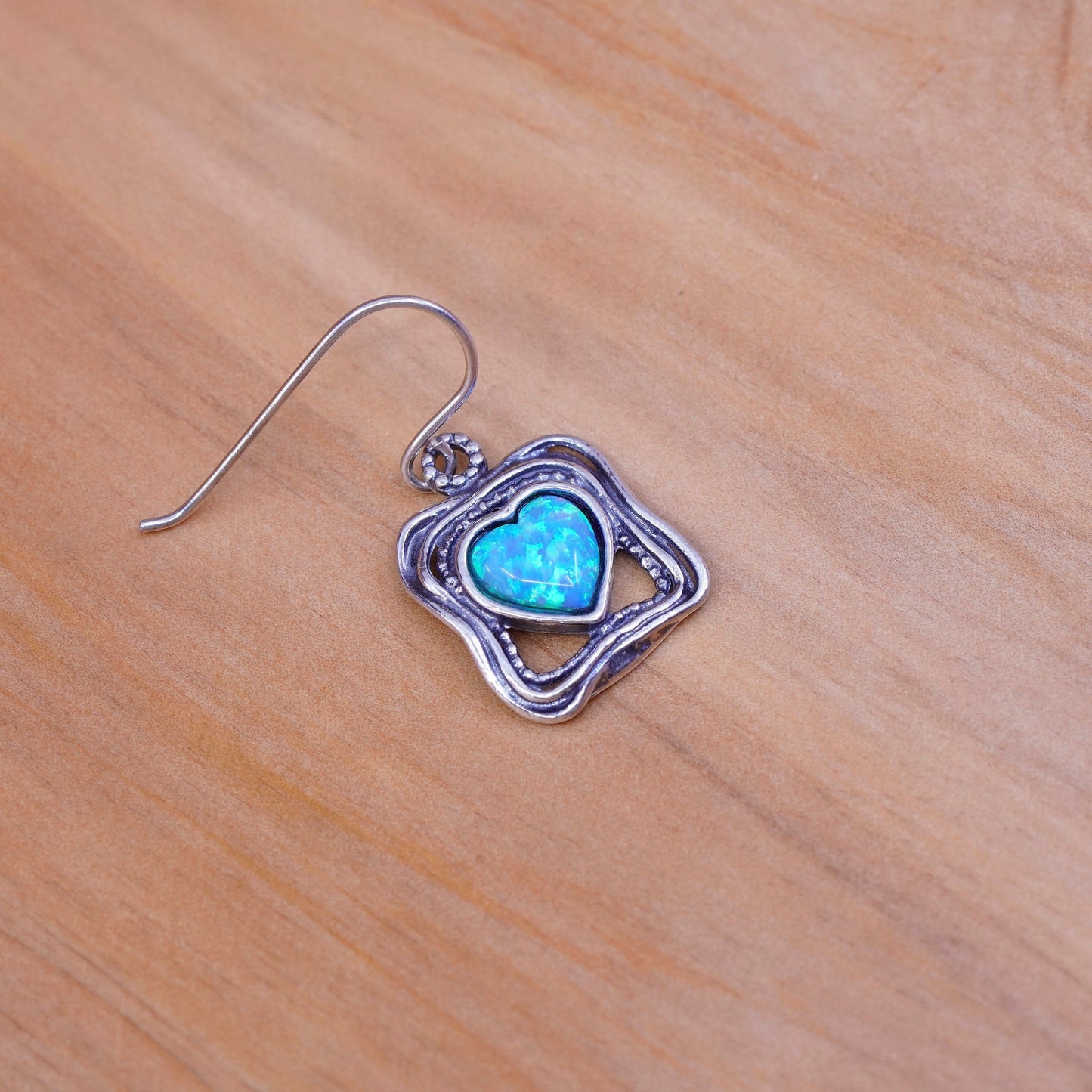 Israel didae shablool Sterling 925 silver handmade earrings with heart opal
