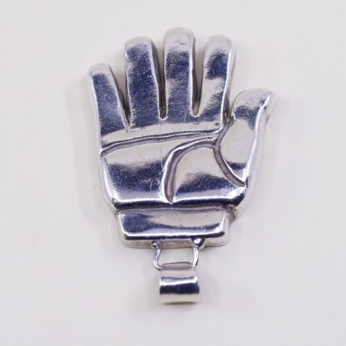 Vintage Handmade Solid Sterling Silver Hand Pendant, Solid 925 Silver Charm