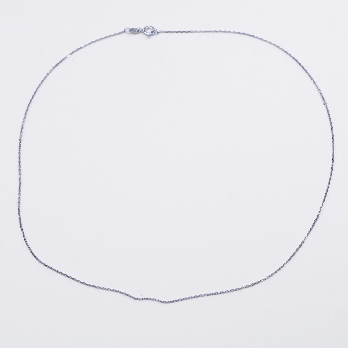 16”, 1mm, Vintage sterling silver diamond cut circle chain, Italy 925 necklace