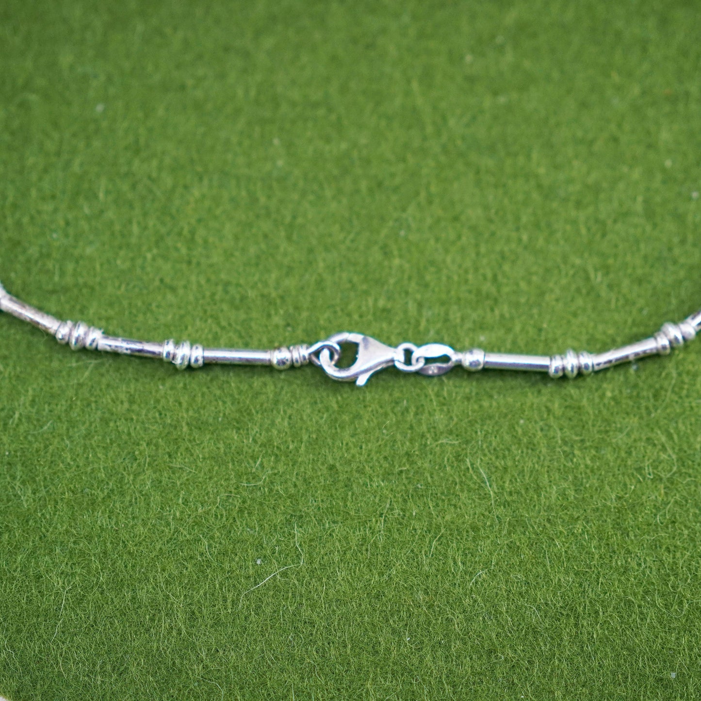 16”, 2mm, Vintage sterling silver necklace, 925 bar chain with beads
