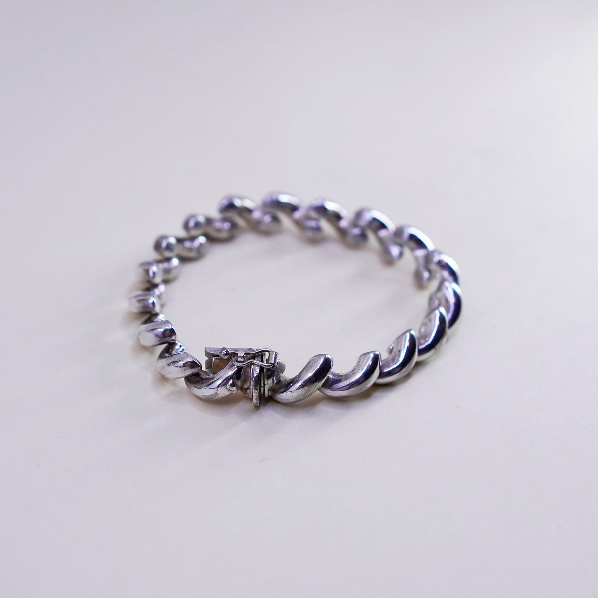6.75” 12mm, Vintage Italy sterling silver tennis bracelet, 925 San Marco chain