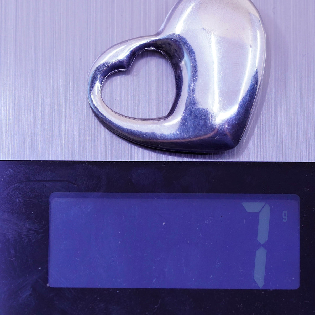 Vintage handmade sterling silver puffy heart charm, 925 pendant