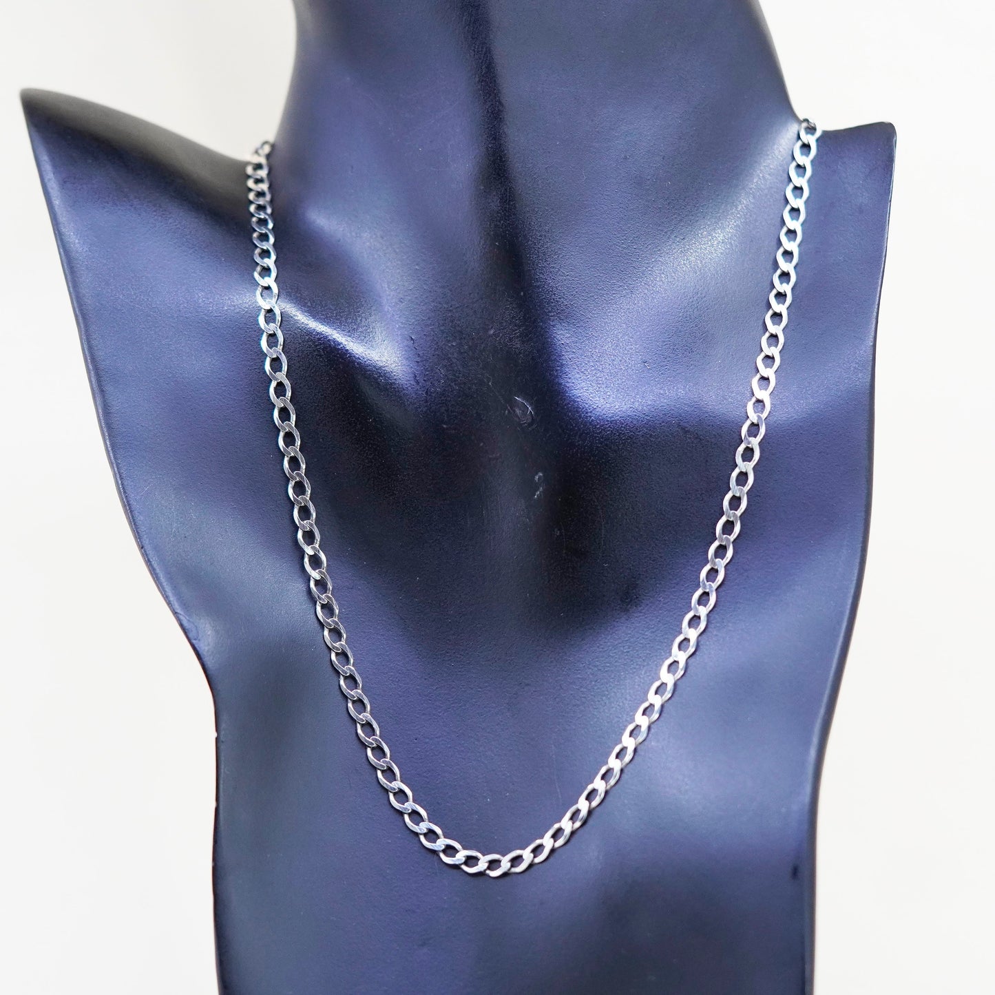 18”, 5mm, Vintage sterling silver Italy 925 silver curb chain, necklace