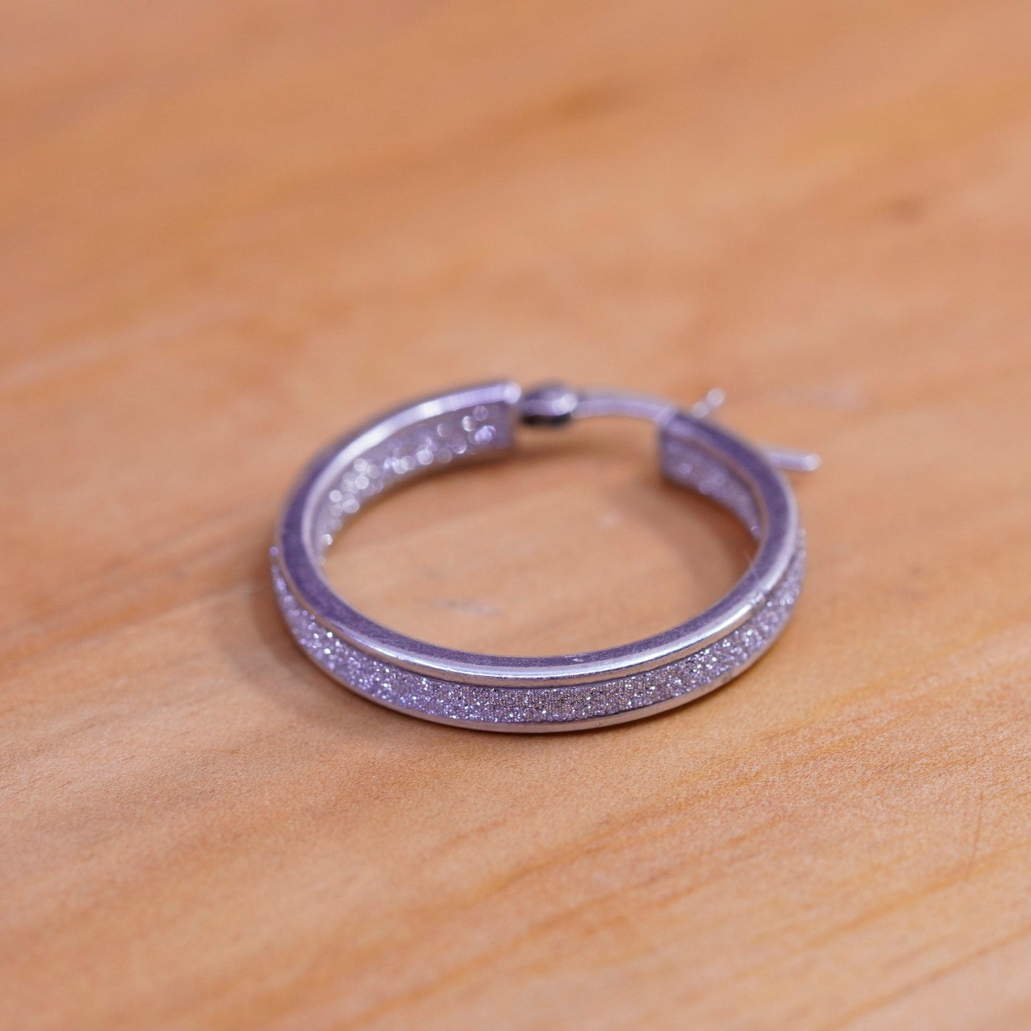 1”, vintage Sterling silver hoops, 925 earrings with glittering center