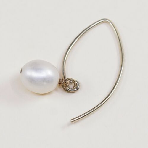 Vtg Gold STERLING SILVER earrings with Freshwater pearl dangles, Silver Tested