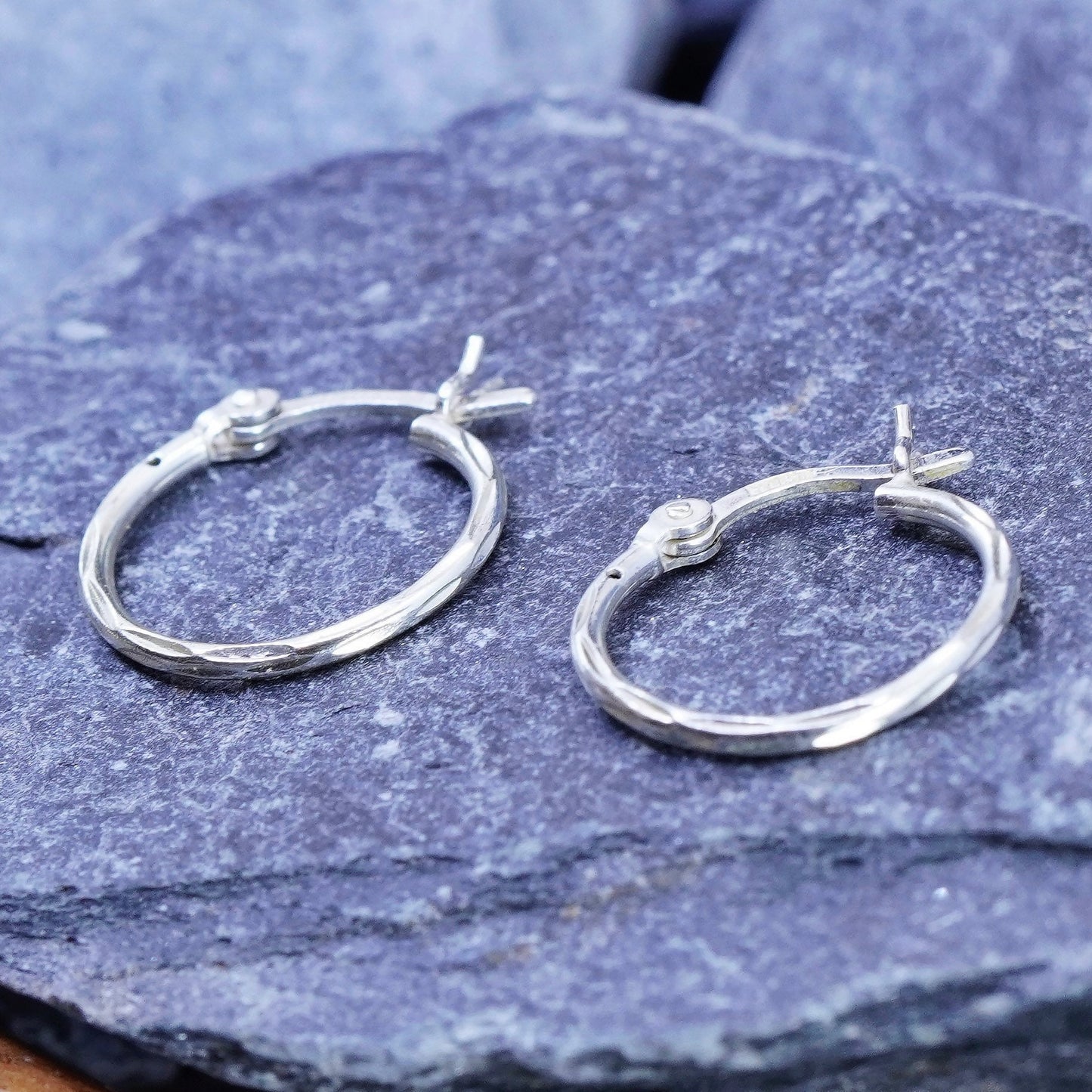 0.5”, vintage Sterling silver handmade hoop earrings, fine 925 huggie