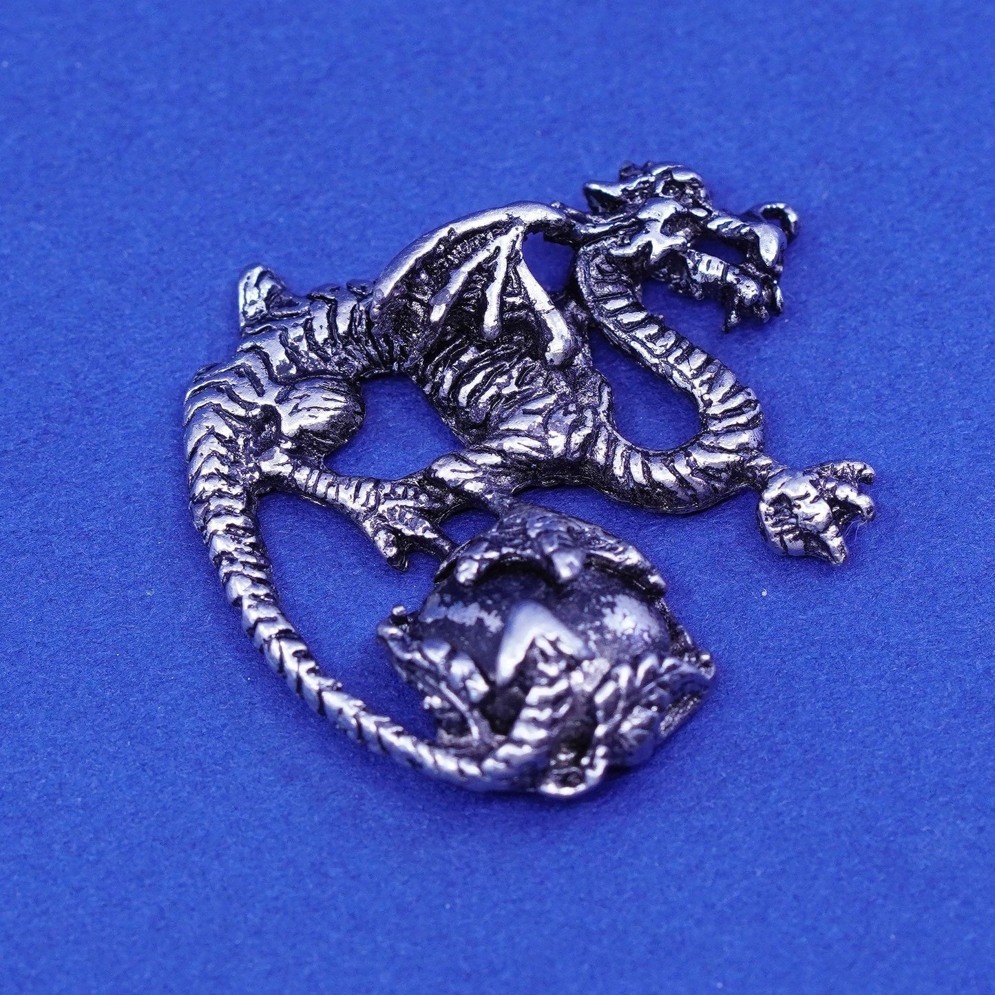 Vintage new leaf sterling silver handmade pendant, 925 dragon charm