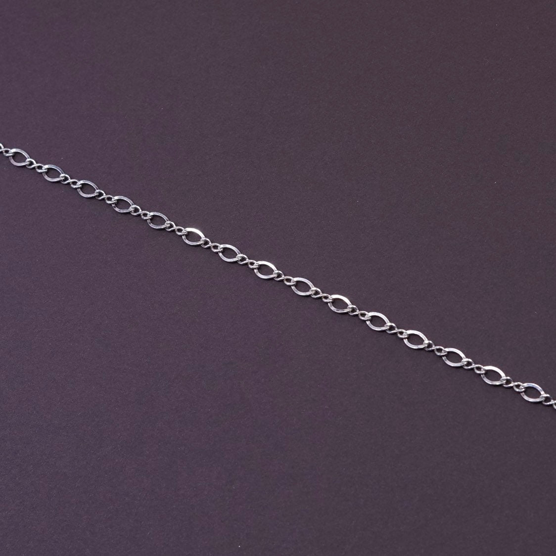 7.75", 4mm Sterling silver handmade bracelet, 925 figaro chain, stamped 925