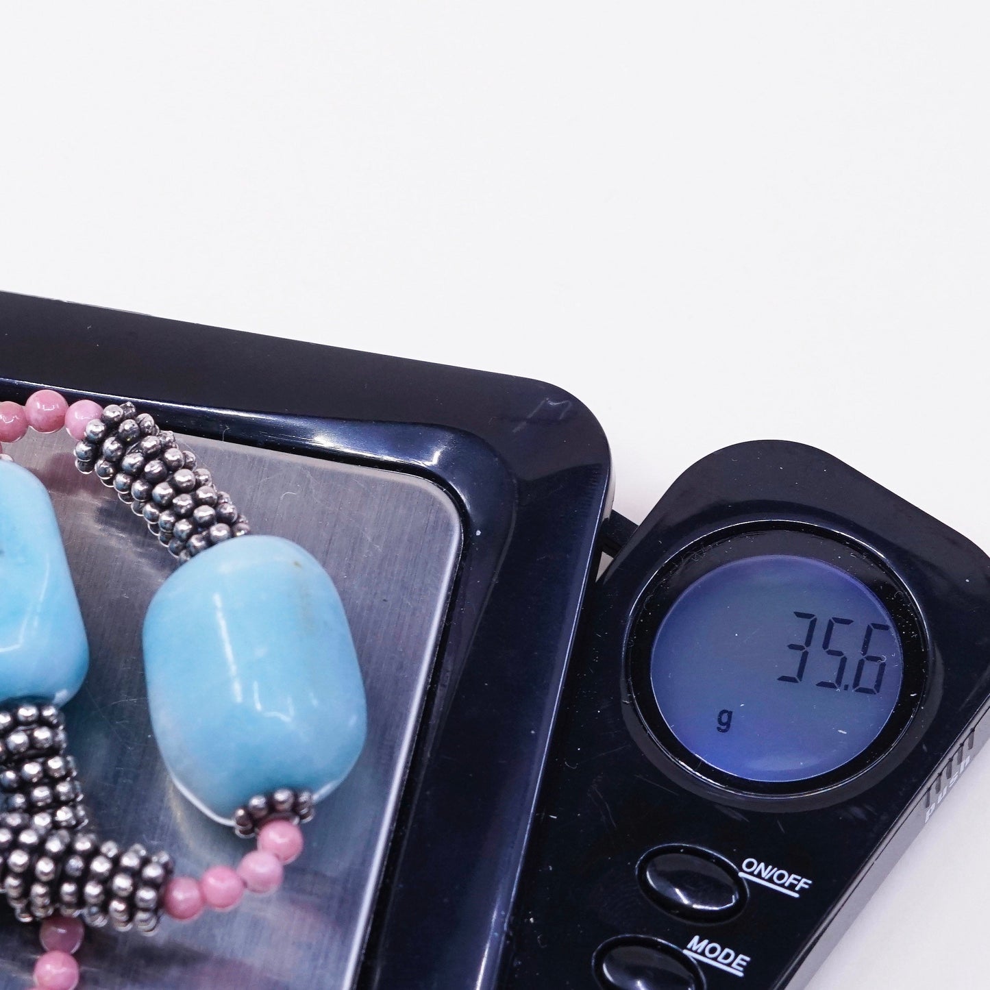 6.75”, Vintage Sterling 925 silver handmade bracelet with nugget Larimar