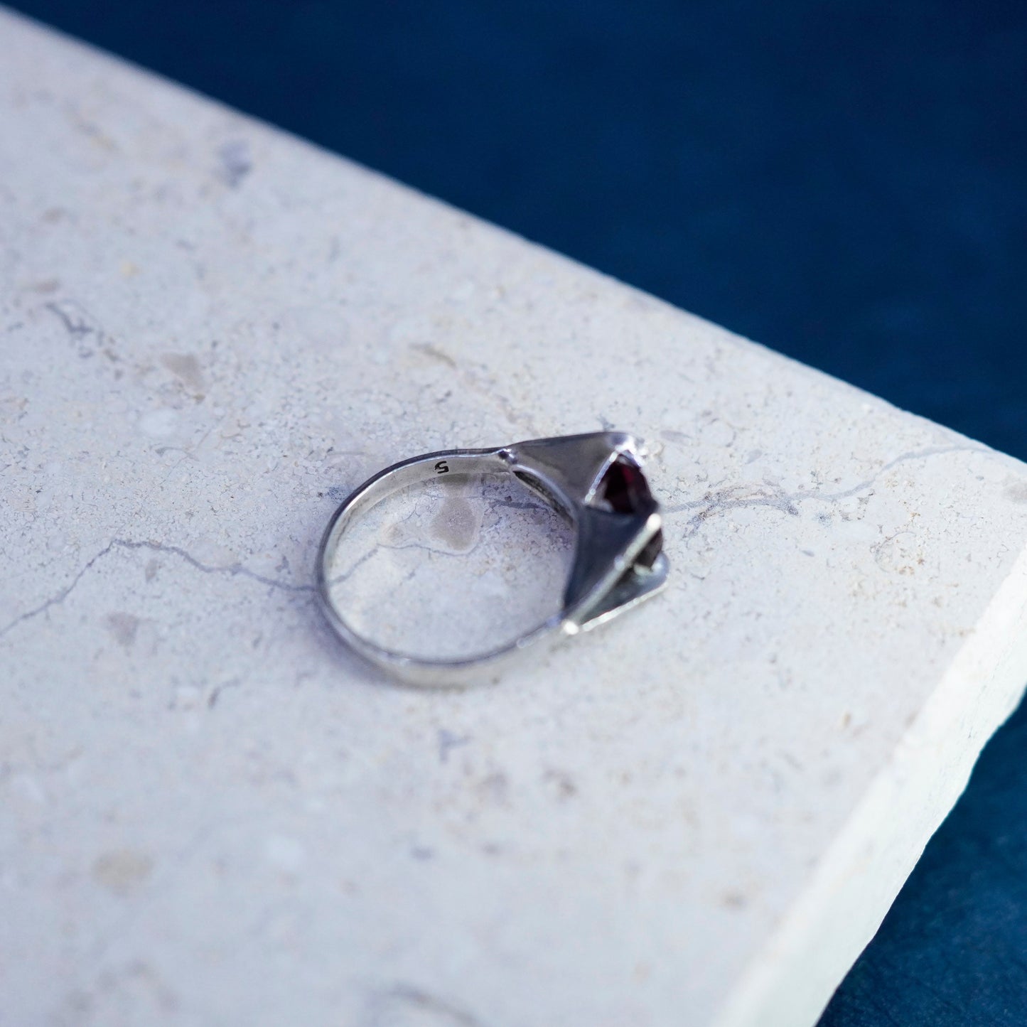 Size 5, vintage Sterling 925 silver handmade ring, 925 band with ruby